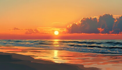 landscape beach in the sunset