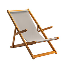 Minimalist Reclining Wooden Beach Chair with a Spac Isolated on Transparent Background