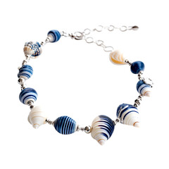Nautical Shell Anklet with Navy and Shells Isolated on Transparent Background