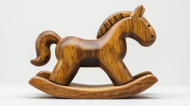 wooden rocking horse, isolated on white. Children toy 