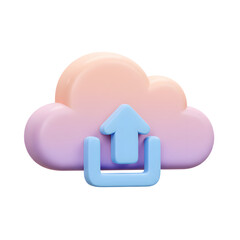  pastel cloud with upload arrow symbol representing cloud storage and data transfer concepts