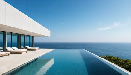 Fototapeta premium Modern Infinity Pool Overlooking the Ocean