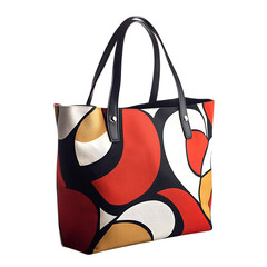 Trendy Canvas Bag with Bold Abstract Pattern Isolated on Transparent Background