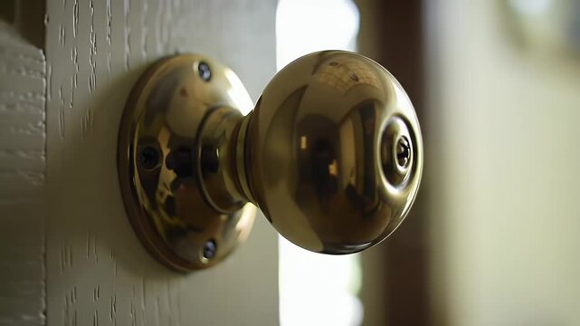 Close-up view of a brass door knob