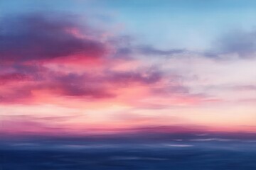 Obraz premium Tranquil ocean under a vibrant sunset sky with pink, purple, and blue clouds creating a peaceful and calming atmosphere