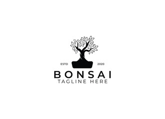 bonsai logo design vector illustration. 
