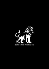 black and white lion logo image