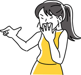 指をさして笑う女性