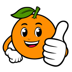 cartoon icon, mascot or character, orange fruit, high quality