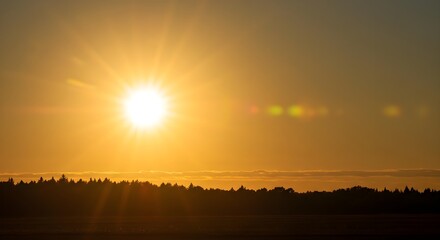 Vibrant Sunrise Over a Serene Landscape Symbolizing Energy and Warmth