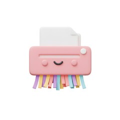 Adorable pink cartoon printer with colorful paper streamers for children and office decor