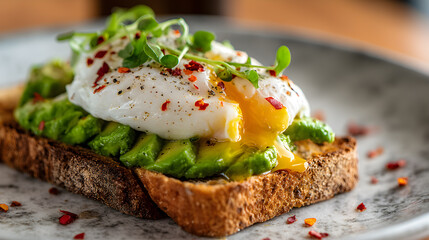 A Close Up Of A Piece Of Bread With An Egg On Top (AI Image)