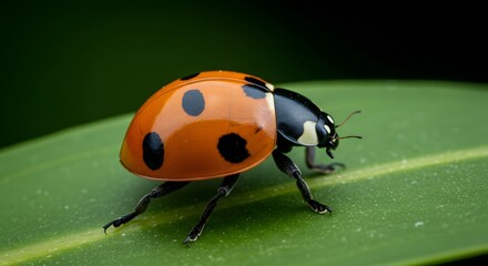 Naklejka premium Ladybug on Leaf