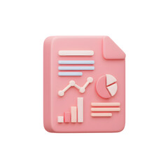 Pink Data Report Icon with Graphs and Charts for Business Analysis and Reports