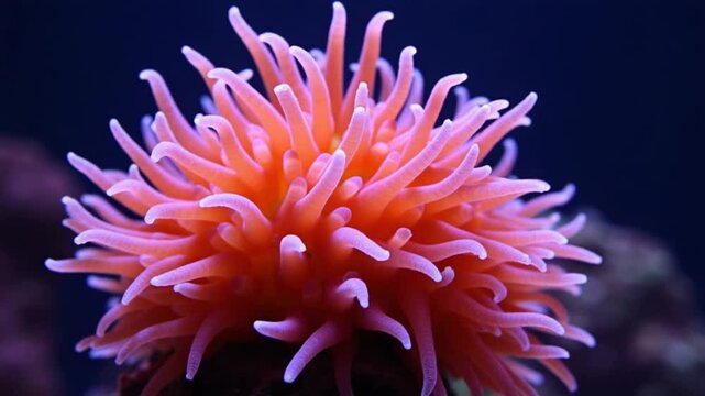 A red sea anemone in an aquarium