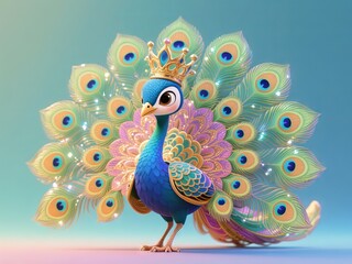 Obraz premium A peacock with a crown and vibrant feathers