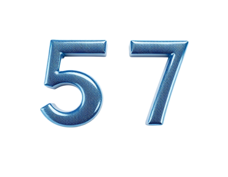 3D Rendered Metallic Blue Number 57