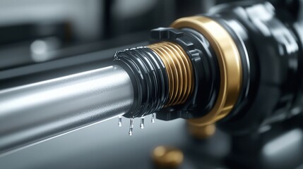 Fototapeta premium Industrial machinery component with leaking fluid