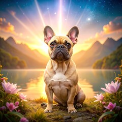 French Bulldog in divine concept
