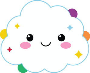 Cloud Icons Vector Set – Flat, Minimal, and Silhouette Styles, Cartoon and Cute Cloud Vector Collection with Smiling Faces, Weather Cloud Vector Pack