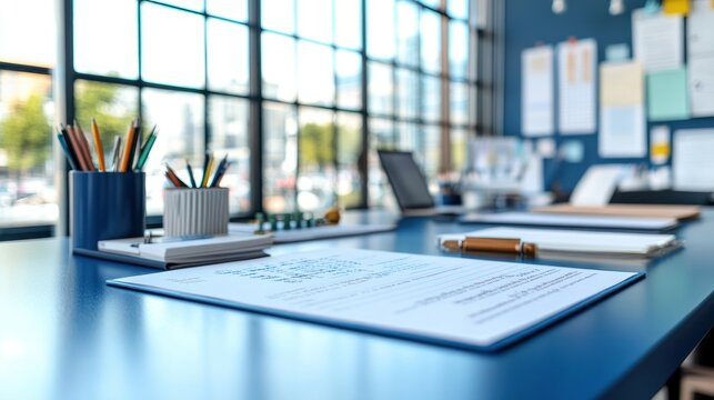 Modern office workspace with documents