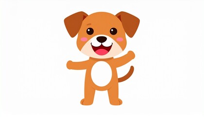 Fototapeta premium Cute cartoon puppy dog mascot. Happy adorable dog icon. Pets care, love and loyalty concept. Vector illustration isolated on white.