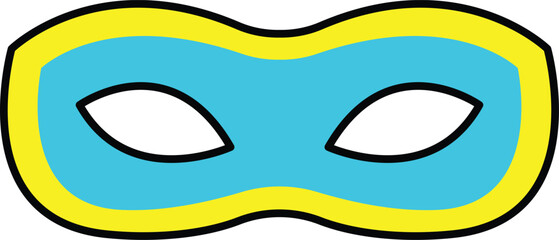 Colorful Masquerade Mask Icon Illustration with Blue and Yellow Design