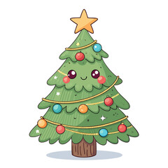 Cartoon Face Christmas Tree Vector