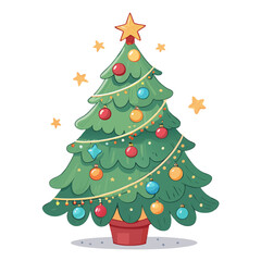 Cartoon Face Christmas Tree Vector
