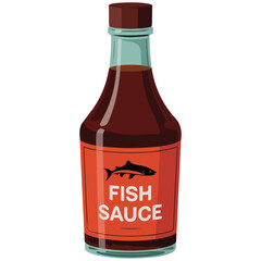 Traditional fish sauce in bottle isolated vector illustration on white background