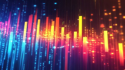 Obraz premium Abstract data flow, vibrant colors, digital background, tech concept