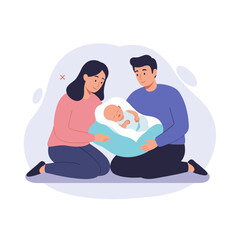 Obraz premium Young parents watching their baby sleep in a cozy home setting 