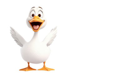 happy cartoon goose standing on white background