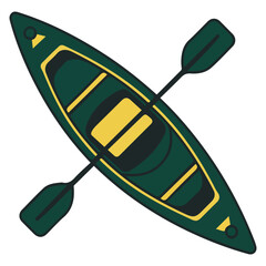 Canoe with paddles for outdoor water sport activity