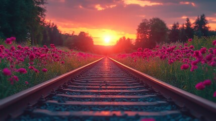 Fototapeta premium railway in the morning