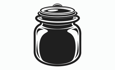Glass jar silhouette, Mason jar icon, Jar container vector, Black jar graphic, Empty jar shape