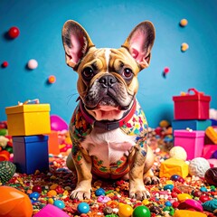French Bulldog in kitschy concept