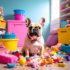 French Bulldog in kitschy concept