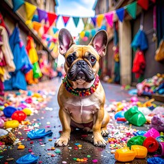 French Bulldog in kitschy concept