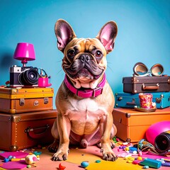French Bulldog in kitschy concept