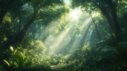 Lush jungle sunlight