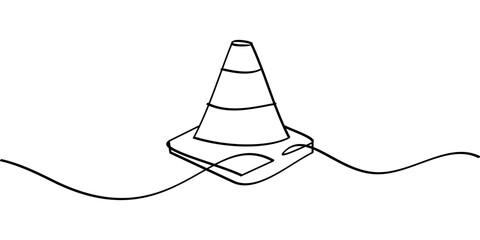 continuous line drawing of safety cone symbol. abstract line art illustration
