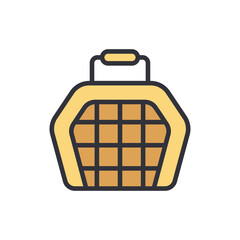 Stylized Pet Carrier Illustration With A Handle And Protective Grid