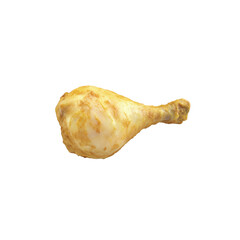 Single Roasted Chicken Drumstick Isolated on Black Background