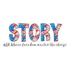 Obraz premium USA Story Graphic Design with American Flag Design Elements