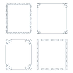 Set of decorative frames Elegant vector element for design in Eastern style, place for text. Floral gray and white borders. Lace illustration for invitations and greeting cards