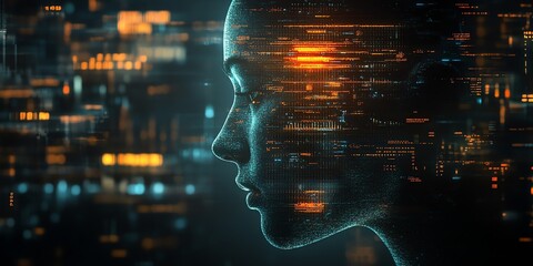 Digital Face: Data Streams and Cyberpunk Aesthetics