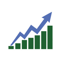 Growth Chart Icon: An upward-trending bar graph with an arrow pointing to the right indicates growth, progress, and success.  Perfect for presentations, reports, and marketing materials.