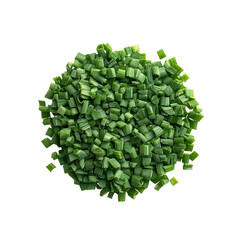 Freshly Chopped Chives, Culinary Herb, Green Onion Pieces, Isolated on Black Background
