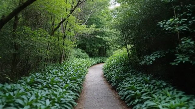 Hidden urban pathway surrounded